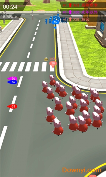 拥挤小镇的雪地停车场